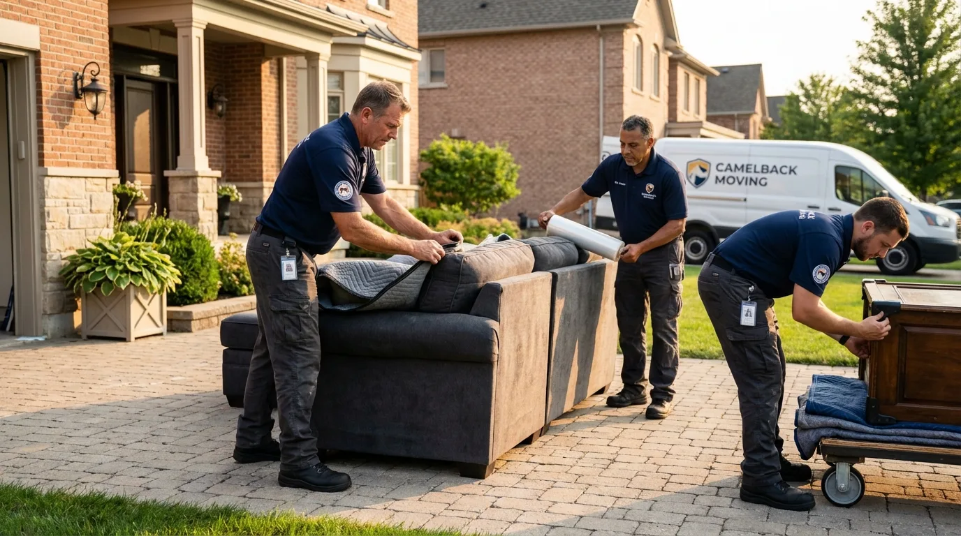 Large estate moving crew wrapping furniture in Brusly, LA